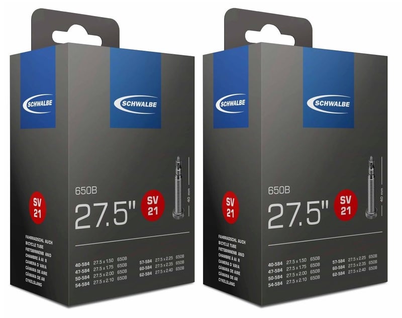 Schwalbe SV21 Bicycle Inner Tubes 27.5 inch x 1.50-2.4 650B (2 Pack) - Image 1